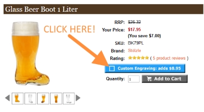 Personalized Engraving Button Location on Product Pages