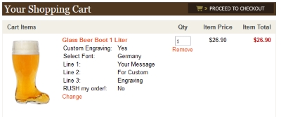 Personalized Beer Mug Order Confirmation Screen