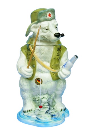 Polar bear fishing beer stein