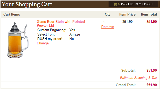 Step 3 to Ordering a Custom Engraved Beer Stein Confirm the custom text of your personalized beer stein