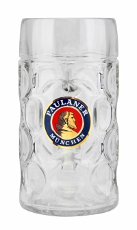 Pay your respects to the world famous Paulaner beer brewery in Munich, Germany with this glass beer mug Oktoberfest Paulaner Glass Beer Mug for Sale