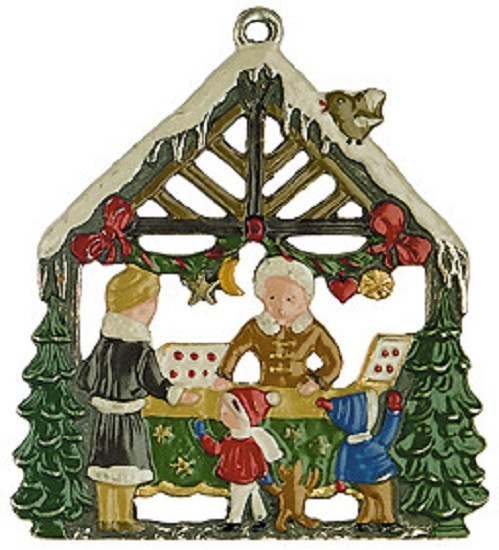 Christmas Market Themed German Pewter Ornament For Sale
