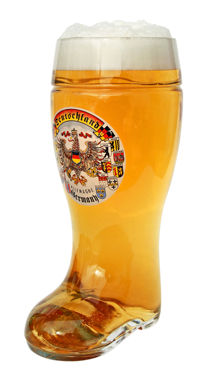 Custom Engraved Deutschland Glass Beer Boot 1 Liter