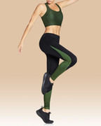 Taryn Full Length Tights Black/Olive | Vie Active at Fire and Shine | Leggings