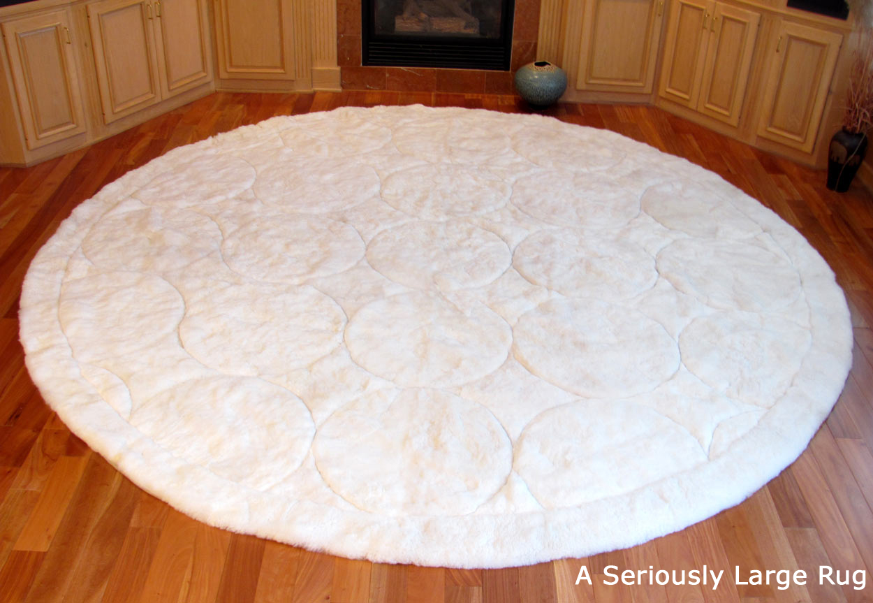 Custom White Puffs Design Alpaca Fur Rug