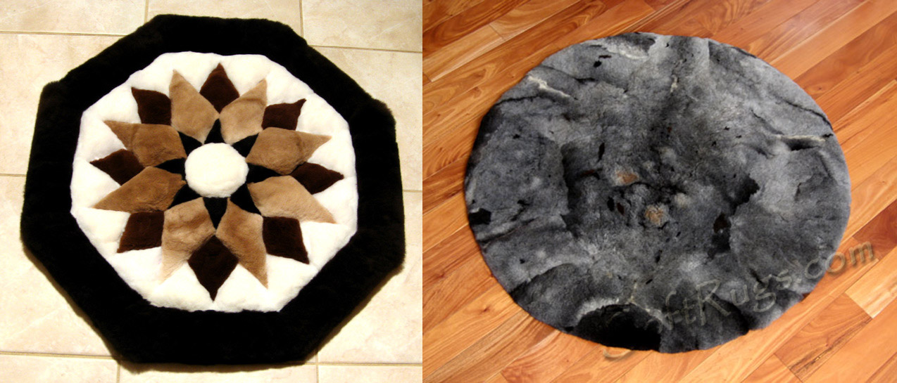 Octagonal starburst pattern alpaca rug with Custom Gray Alpaca Rug