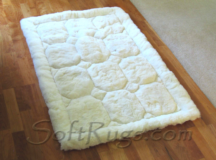 White Puffs Alpaca Rug