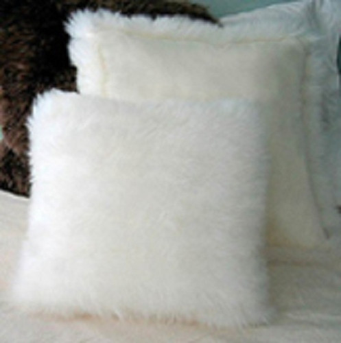 Single-sided Longwool pillows in Ivory (microsuede back shown)