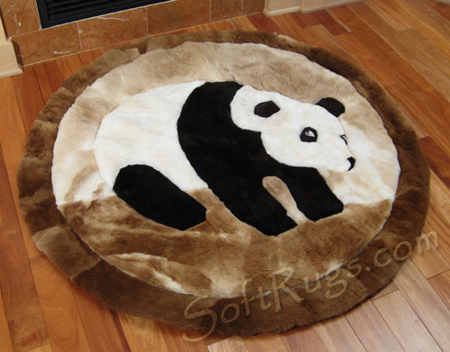 Giant Panda Pattern Round Alpaca Rug