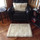 White Alpaca Throw Rug with Border in Front of Chair