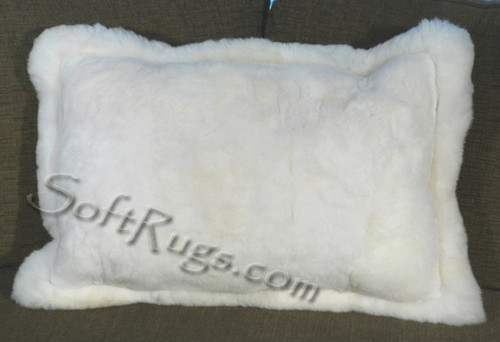 Solid White Alpaca Pillow with Border