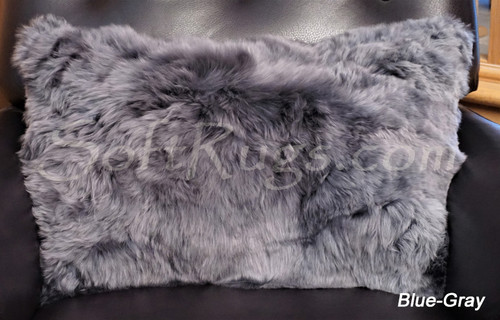 16 x 24 Suri Alpaca Fur Pillow in Blue-Gray (Out of Stock)