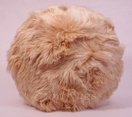 20in Round Suri Alpaca Fur Pillow in Champagne (Out of Stock)