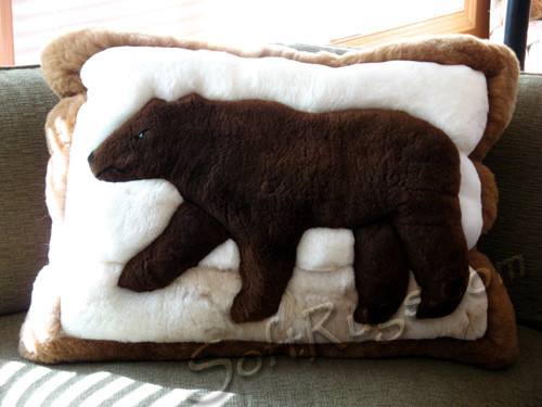 Brown Bear Pattern Alpaca Pillow