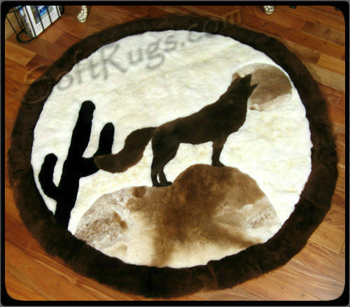 Coyote Pattern Round Alpaca Rug