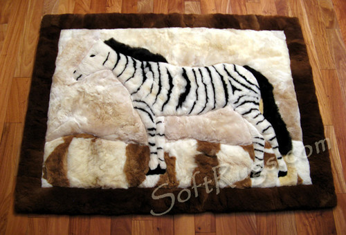 Cuddly Zebra Pattern Alpaca Rug