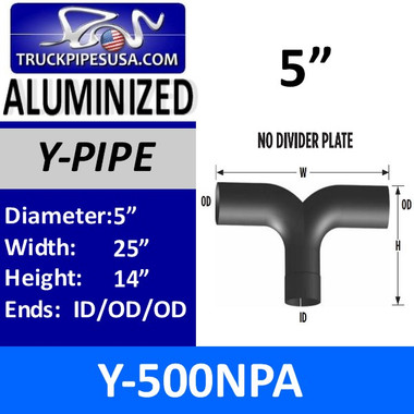 Y exhaust pipe | exhaust y pipe | 5 inch Y-Pipe Aluminized NO Plate