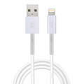 MOS Spring Charge and Sync Lightning Cable - Aluminium heads and woven cable - 90cm, White