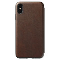 Nomad Horween Leather Rugged Folio Wallet case - genuine leather - iPhone XS Max, Rustic Brown