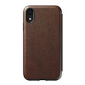Nomad Horween Leather Rugged Tri-Folio Wallet case - card and cash slots - iPhone XR, Rustic Brown