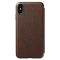 Nomad Horween Leather Rugged Tri-Folio Wallet case - card and cash slots - iPhone XS Max, Rustic Brown