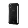 LuMee Duo Vibes - case with front and back facing lights and music activated strobe lighting - iPhone X/XS, Black Glitter