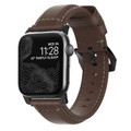Nomad Traditional Strap - Genuine Leather Strap for Apple Watch 45/44/42mm, Rustic Brown with Black hardware