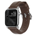 Nomad Traditional Strap - Genuine Leather Strap for Apple Watch 45/44/42mm, Rustic Brown with Silver hardware