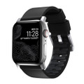 Nomad Active Strap Pro Waterproo Leather for Apple Watch 42/44/45/49mm, Black with Silver hardware