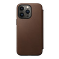 Nomad Modern Folio Case - genuine Horween Leather  with card and cash storage - iPhone 13 Pro, Brown