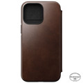 Nomad Modern Folio Case -  Horween Leather  with card and cash storage - iPhone 14 Pro Max, Brown