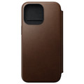 Nomad Modern Leather Folio Case -  with card and cash storage - iPhone 15 Pro Max, Brown