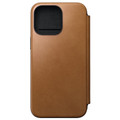 Nomad Modern Leather Folio Case -  with card and cash storage - iPhone 15 Pro Max, English Tan