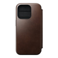 Nomad Modern Horween Leather Folio Case -  with card and cash storage - iPhone 15 Pro, Brown