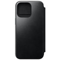 Nomad Modern Horween Leather Folio Case -  with card and cash storage - iPhone 15 Pro Max, Black