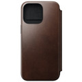 Nomad Modern Horween Leather Folio Case -  with card and cash storage - iPhone 15 Pro Max, Brown
