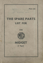 MG Midget (J2 Type) 1932 to 1934 - Service Parts List