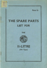 MG 1 1/2-Litre (VA Type) 1937 to 1939 - Service Parts List