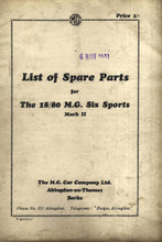 MG Six Sports Car (18/80) Mark II 1931 to 1932 - Service Parts List