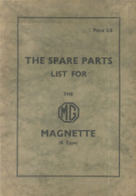 MG Magnette (K Type) 1932 to 1934 - Service Parts List