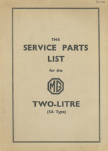 MG 2.0 Litre (SA Type) 1936 to 1939 - Service Parts List