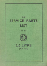 MG 2.6 Litre (WA Type) 1938 to 1939 - Service Parts List