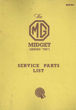 MG TD 1950 to 1953 - Service Parts List
