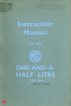 MG One-and-a-Half-Litre (VA type) 1937 to 1939 - Instruction Manual