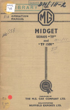 MG TF 1953 to 1955 - Operation Manual