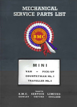 Mini Van, Pick-Up, Countryman, Traveller Mk I 1960 to 1967 - Mechanical Service Parts List