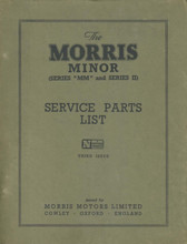 Morris Minor Series MM & II 1948 to 1952 - Service Parts List