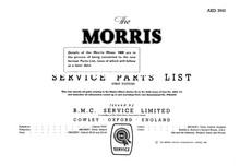 Morris Minor Series II 1953 to 1956 - Service Parts List