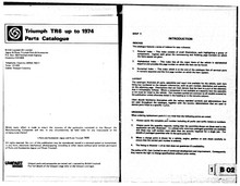 TR6 1969 to 1973 - Parts Fiche