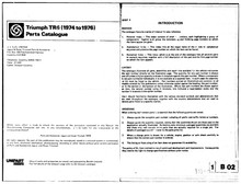 TR6 1974 to 1976 - Parts Fiche